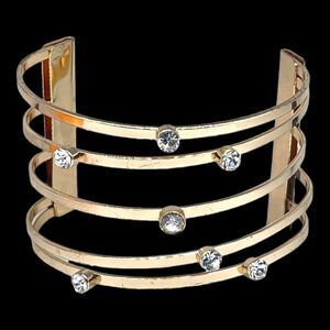 Goldtone Crystal Multi Layer Cuff Bracelet